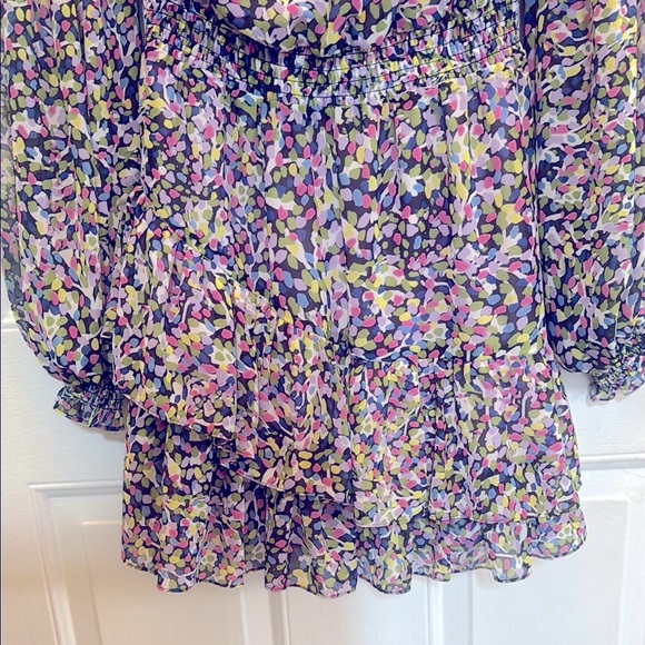 Ted Baker London Karlie Multicolor Black Smocked Detail Tiered Mini Dress - Picture 7 of 9